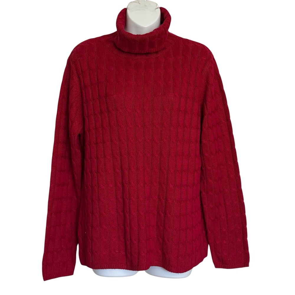 Vintage Talbots Silk Cashmere Cable Knit Turtleneck Neck Sweater Size Large